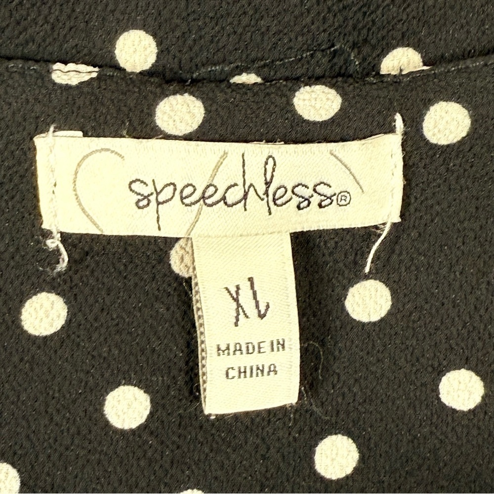 Speechless | Black and White Polka Dot Cold Shoulder Button Front Dress - Picture 9 of 12